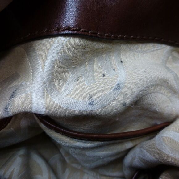 Michael Kors Hamilton Canvas Handbag Tote Purse Leather Handles Strap Lock - Picture 5 of 12